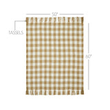 Golden Wheat Heritage Check Throw Blanket with Fringe 50x60