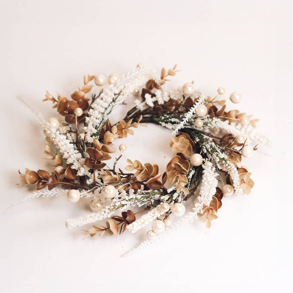 Festive Frost & Pearls Candle Ring