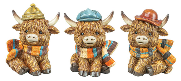 AUTUMN HIGHLAND COW TABLETOP ASSORTMENT OF 3