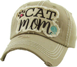 CAT MOM Washed Vintage Ball Cap: TUQ