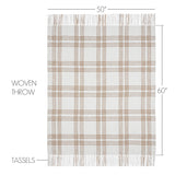 Wheat Plaid Woven Throw Blanket 50x60 Cotton Fringe Fall