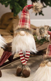Dangle Leg Red Plaid Santa Gnome