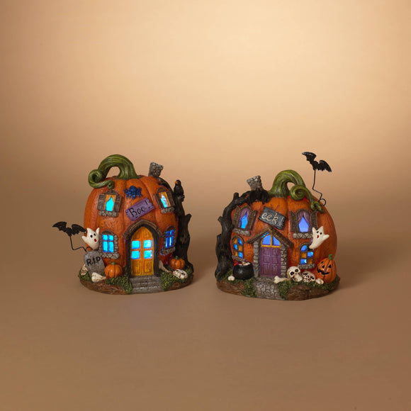8.4 Inches Long Battery Operated Lighted Resin Halloween Pum
