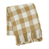 Golden Wheat Heritage Check Throw Blanket with Fringe 50x60