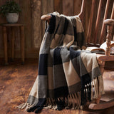Black Tan Buffalo Check Woven Throw Blanket 50x60