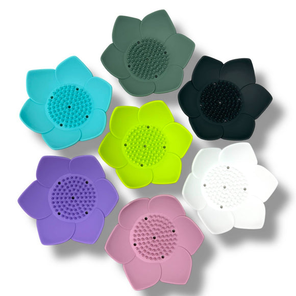 Shower Steamer Tray - Lotus Shape - Flexible Silicone: Lime green