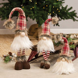 Dangle Leg Red Plaid Santa Gnome