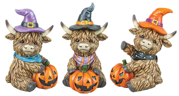 WITCHY HIGHLAND COW TABLETOP 3 ASSORTED