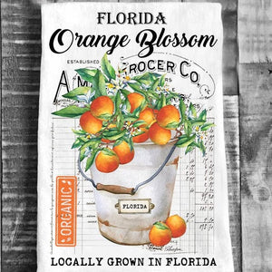 Florida State Flower Orange Blossom Flour Sack Tea Towel
