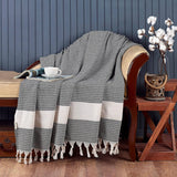 Queen Size: Turkish Cotton Blanket- Queen Size 88"x90": Black / Queen (88”x90”