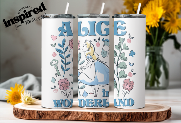 Floral Alice In Wonderland 20oz Tumbler