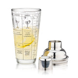 7-Cocktail Recipe Stainless Steel & Glass Shaker - 13.5 oz