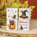 Welcome Scaredy Cat 2" Sq. Block - 4 Assorted