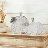 Whitewashed Wood Pumpkin Set | Rustic Fall Home Decor