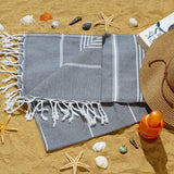 Aegean Concept Turkish Beach Towel, Oversized, Quick-Dry: Grey Blue / 37 x 77 IN. (Pack of 1)