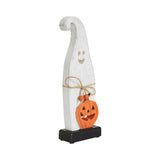 Ghost with Pumpkin Wood Figurine, 12.5" Halloween Decor