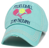 Pickleball Therapy Washed Vintage Ballcap: BLK