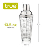 7-Cocktail Recipe Stainless Steel & Glass Shaker - 13.5 oz