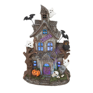 11.6 in. Illuminated Spooky Haunted Halloween House Battery