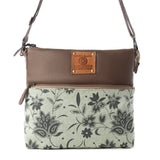 Wildprint Trail upcycled canvas crossbody Bag for Women in sage with floral detail: Sage