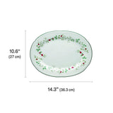 Winterberry 14IN Oval Pltr Giftbox: White|Green|Red / Stoneware / Christmas