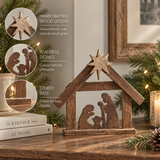 Christmas Nativity Manger 10" Dark Wood