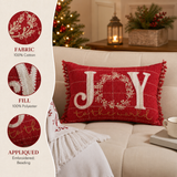 Red Joy Christmas Throw Pillow 14x20 Joy to the World
