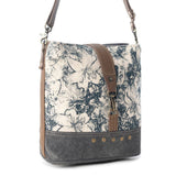 Frostbloom Vintage Shoulder Bag for Women in teal with floral detail: Teal
