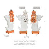 Ghost with Stacked Pumpkins Wood Figurine Halloween Decor