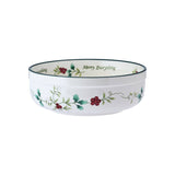 Winterberry 7In Candy Bowl Giftbox: White|Green|Red / Stoneware / Christmas