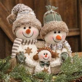 Cozy Brown Snowman Family