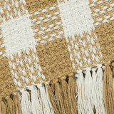 Golden Wheat Heritage Check Throw Blanket with Fringe 50x60