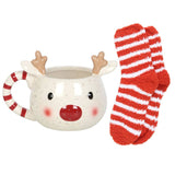 Rudolph Reindeer Christmas Mug and Socks Set