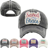 SAVED BY GRACE Washed Vintage Ballcap: STN