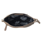 Wildprint Trail upcycled canvas crossbody Bag for Women in sage with floral detail: Sage