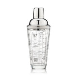 7-Cocktail Recipe Stainless Steel & Glass Shaker - 13.5 oz