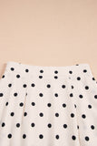 White Polka Dot Ruffled Slit Maxi Skirt