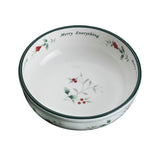 Winterberry 7In Candy Bowl Giftbox: White|Green|Red / Stoneware / Christmas