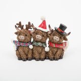 Christmas 6.6"L Resin Holiday Highland Cows Figurine
