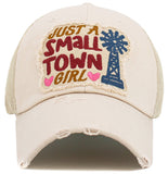 Just A Small Town Girl Meshback Ballcap: BLK-KHK