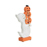 Ghost with Stacked Pumpkins Wood Figurine Halloween Decor