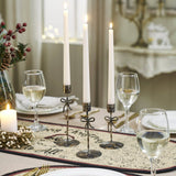 Bow Candlestick Holders Burnished Metal Set of 3