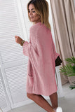 Pink Cardigan Oversized - Fold Over Sleeve - Open Front