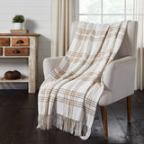 Wheat Plaid Woven Throw Blanket 50x60 Cotton Fringe Fall