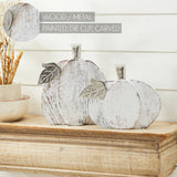 Whitewashed Wood Pumpkin Set | Rustic Fall Home Decor