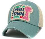 Just A Small Town Girl Meshback Ballcap: BLK-KHK