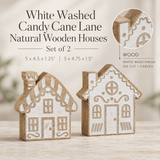 Candy Cane Lane Natural Wooden Houses Set 2pc
