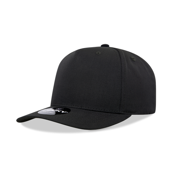 Decky 6024 - 5 Panel Mid Profile, Structured Cotton/Poly Blend Cap - 6024: Black