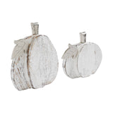 Whitewashed Wood Pumpkin Set | Rustic Fall Home Decor