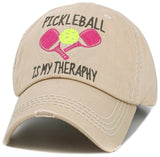 Pickleball Therapy Washed Vintage Ballcap: BLK